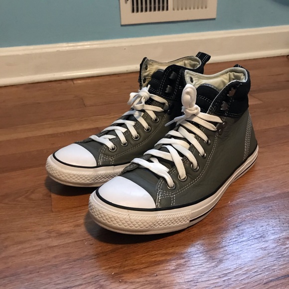 grey leather chuck taylors